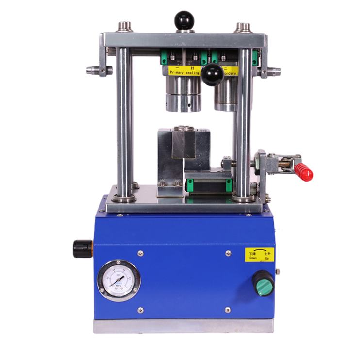 Compact Lab Pneumatic Cylindrical Battery Sealing Machine, Optional Die 18650 21700 26650 32650 32700