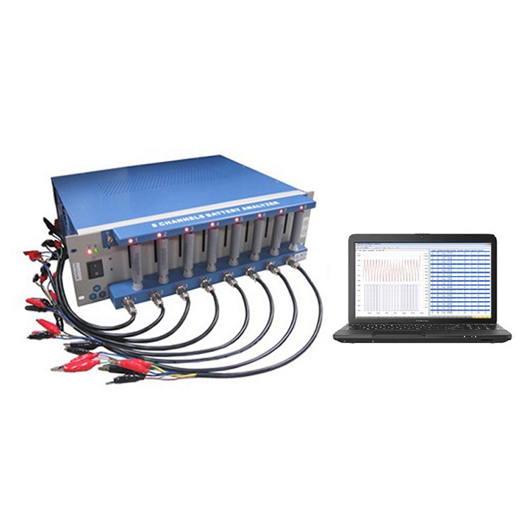 8 Channel Battery Tester Analyzer Machine (6-3000mA, Up to 5V) with Laptop Software for Battery Research